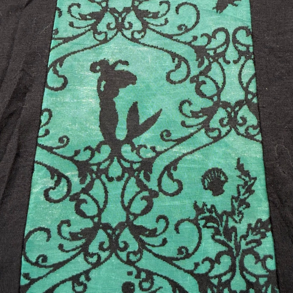 Disney Shirt Women Small Black Ariel Little Mermaid Sheer Lace Back Panel - Picture 5 of 9